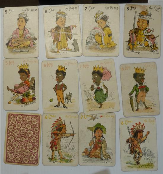 A Card Game Spin & Old Maid by De La Rue c1910 with non PC pictorial cards depicting Nations